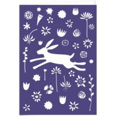 leaping woodland hare 7x5 cutout card