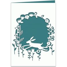 hare in the meadow papercut 7x5 card