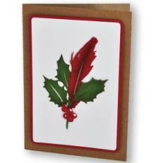 feather and holly posey card