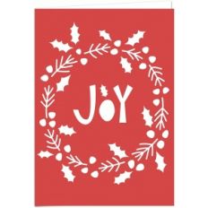 joy festive holly wreath 7x5 winter holiday card