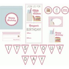 milk and cookies birthday party kit
