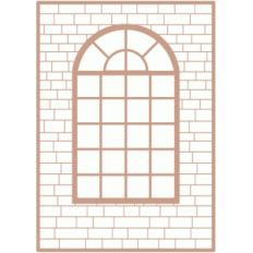 window frame brick wall background