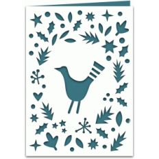 scandinavian folk bird 7x5 winter holiday card