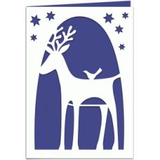 reindeer and bird 7x5 winter holidays card