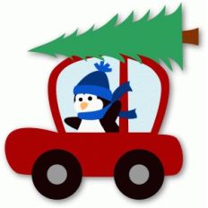 christmas car with penguin