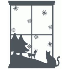 cat christmas window