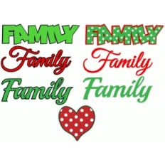 family and polka dot heart