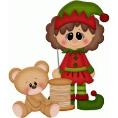 girl elf w toy bear