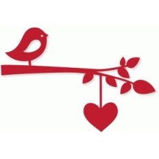 bird branch w/heart string