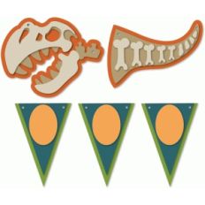 dinosaur bones flags banner