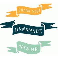 banners - thank you, hand made, open me